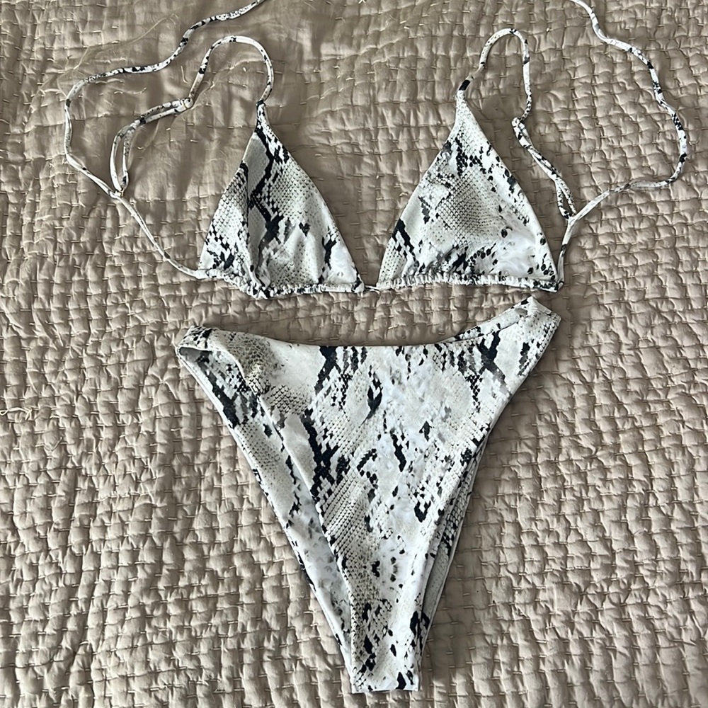 Skatie white snake skin bikini